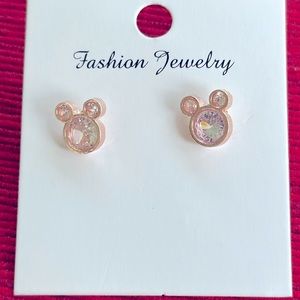 NWT small mouse with ears rose gold stud earrings